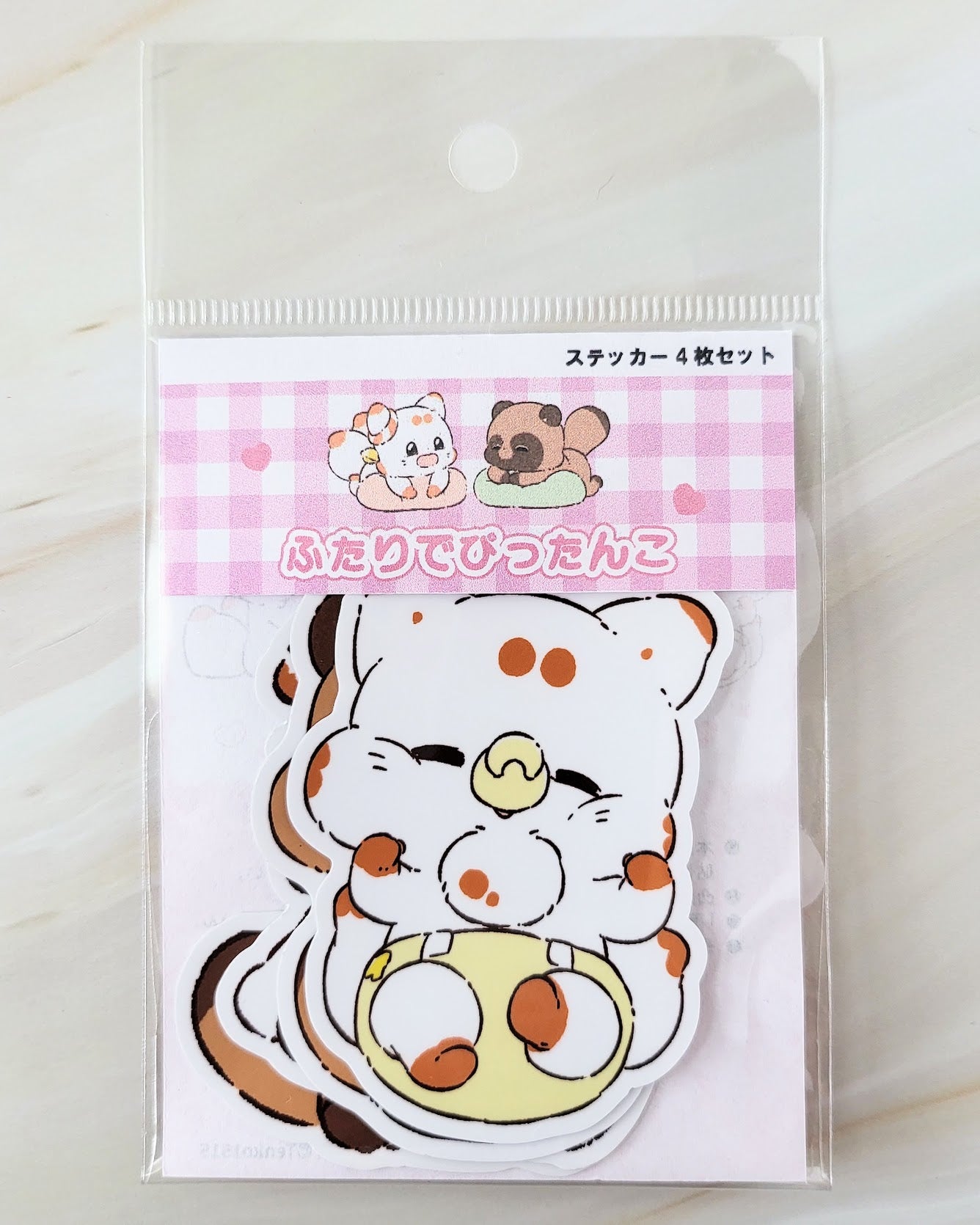 【デザフェス63:新商品】二尾の小狐てnこ_ふたりでぴったんこステッカー4枚セット