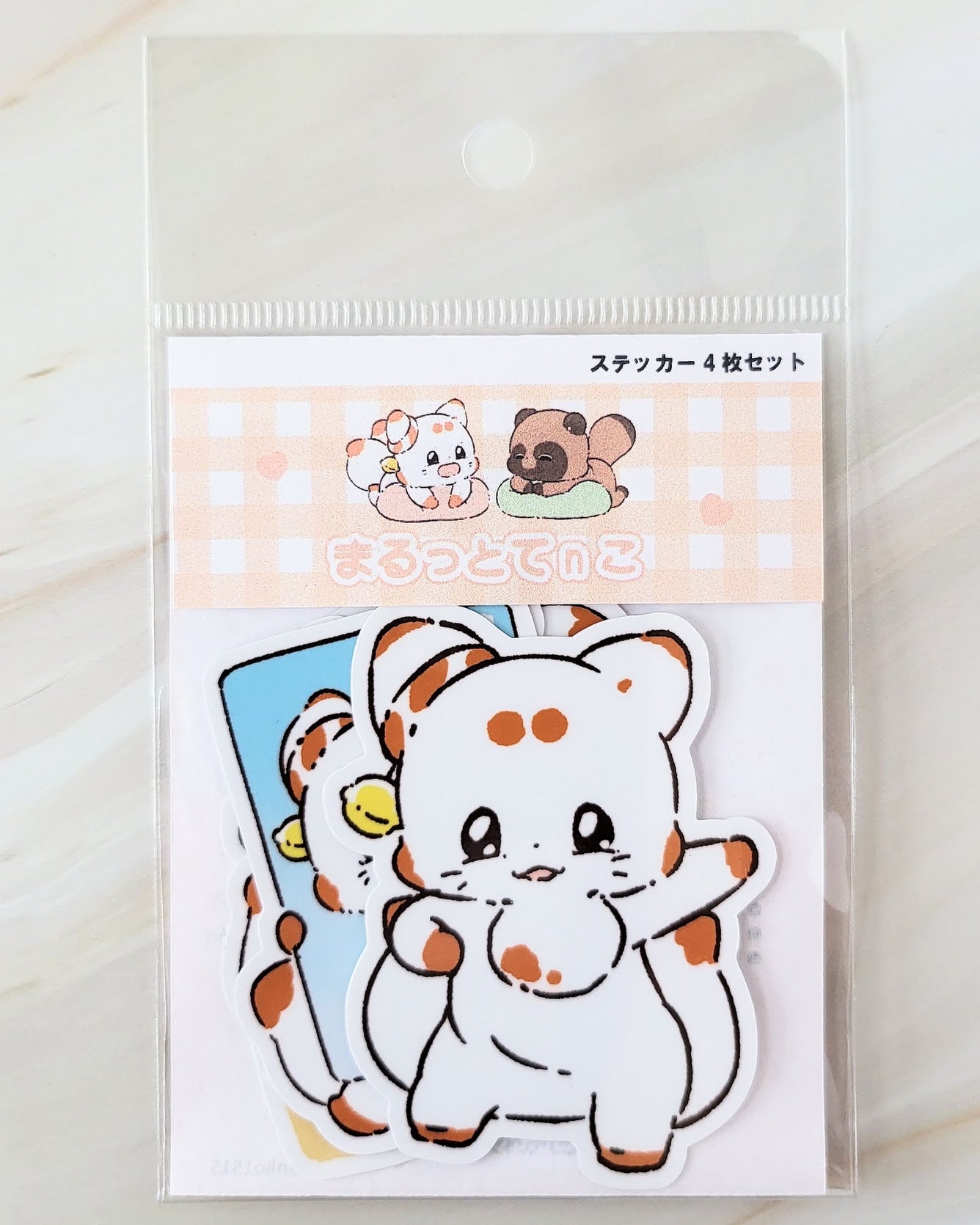 【デザフェス63:新商品】二尾の小狐てnこ_まるっとてnこステッカー4枚セット
