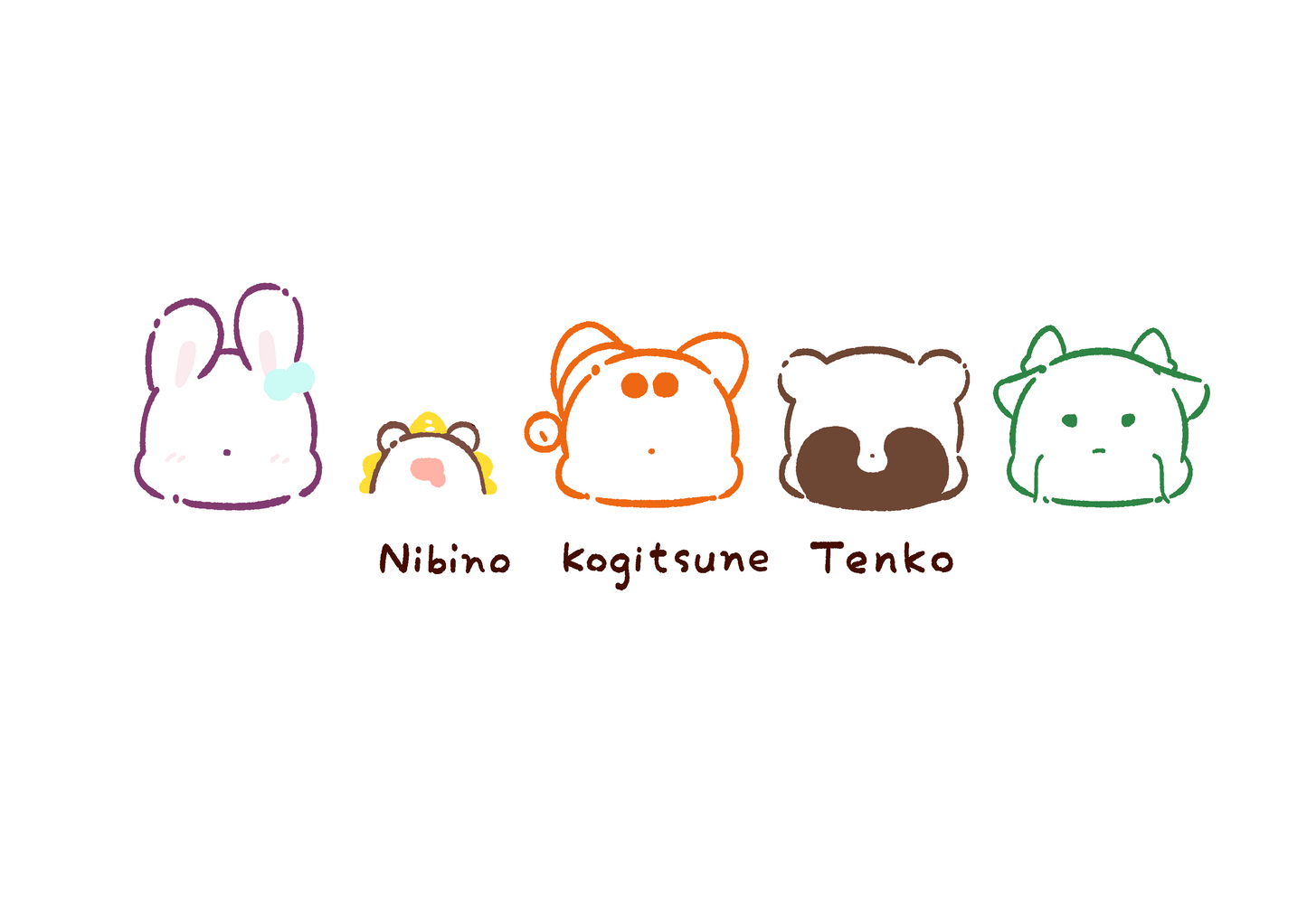 【デザフェス63：既存商品】二尾の小狐てnこ_Friends Mini IconsTシャツ　Sサイズ