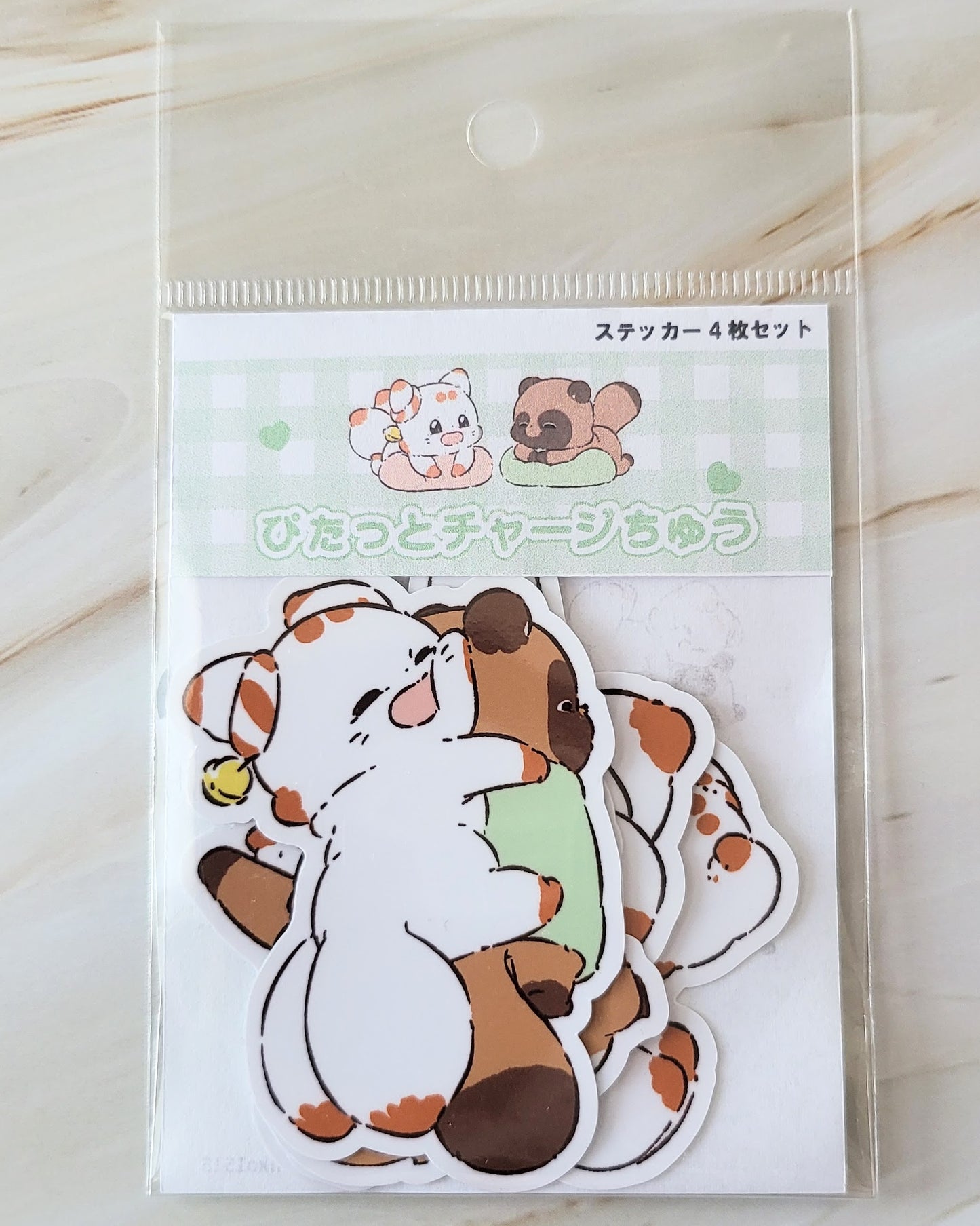 【デザフェス63：新商品】二尾の小狐てnこ_ぴたっとチャージちゅうステッカー4枚セット