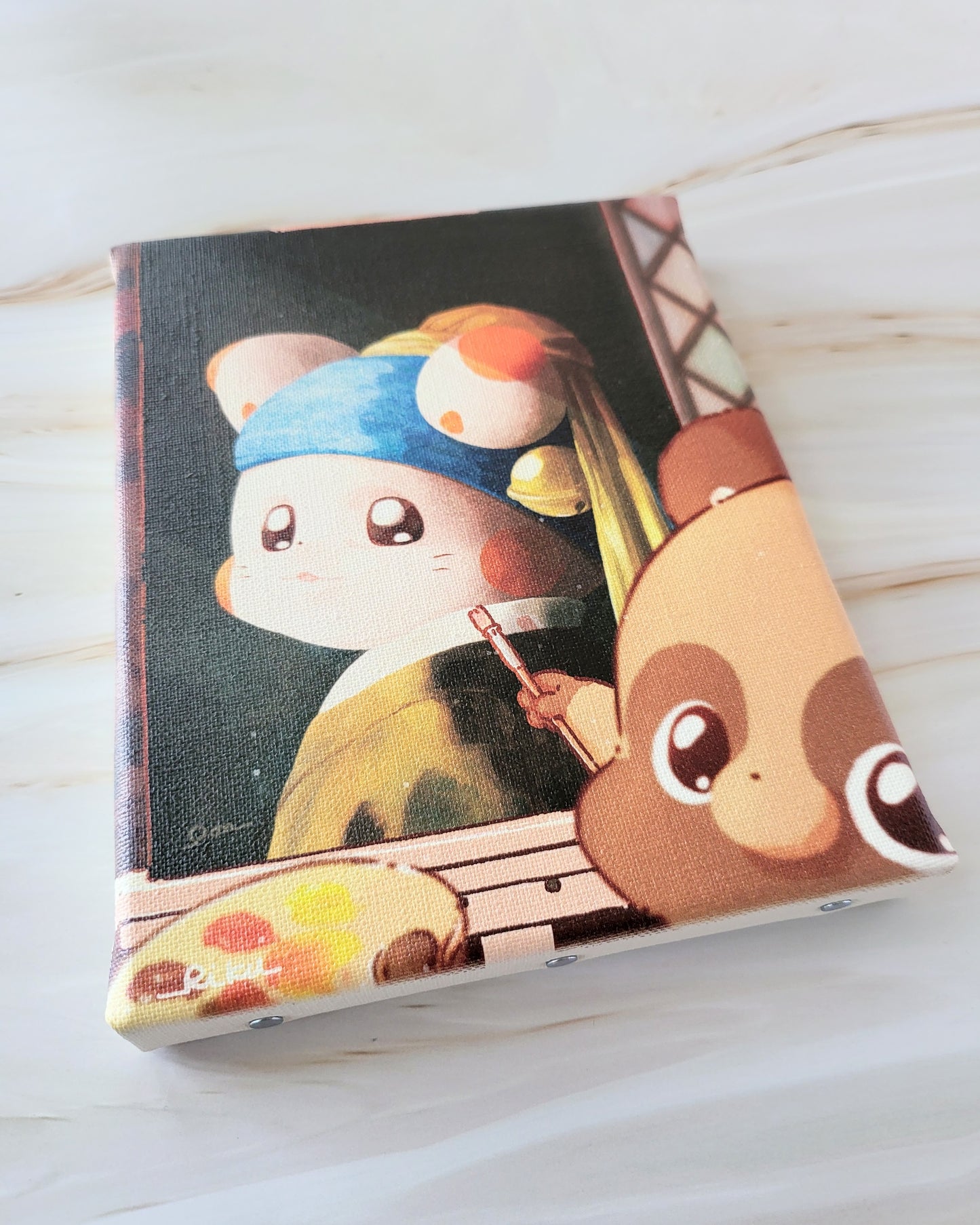 【デザフェス63：新商品】ぽnきちによる「鈴の耳飾りの少女』_F0 SIZE_2_FINE ART TEXTURED CANVAS（キャンバスプリント）