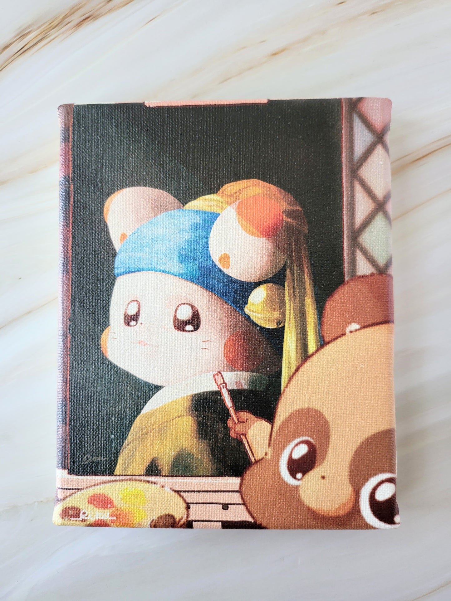 【デザフェス63：新商品】ぽnきちによる「鈴の耳飾りの少女』_F0 SIZE_2_FINE ART TEXTURED CANVAS（キャンバスプリント）