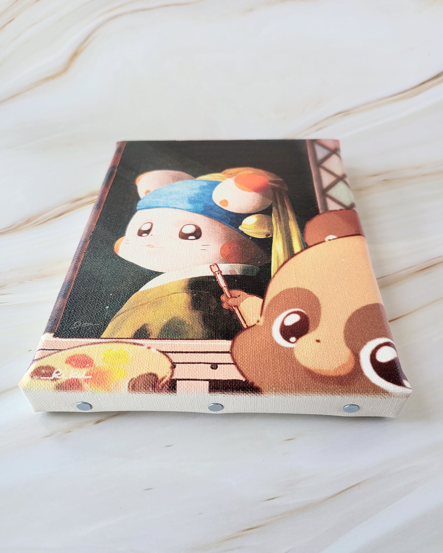 【デザフェス63：新商品】ぽnきちによる「鈴の耳飾りの少女』_F0 SIZE_2_FINE ART TEXTURED CANVAS（キャンバスプリント）