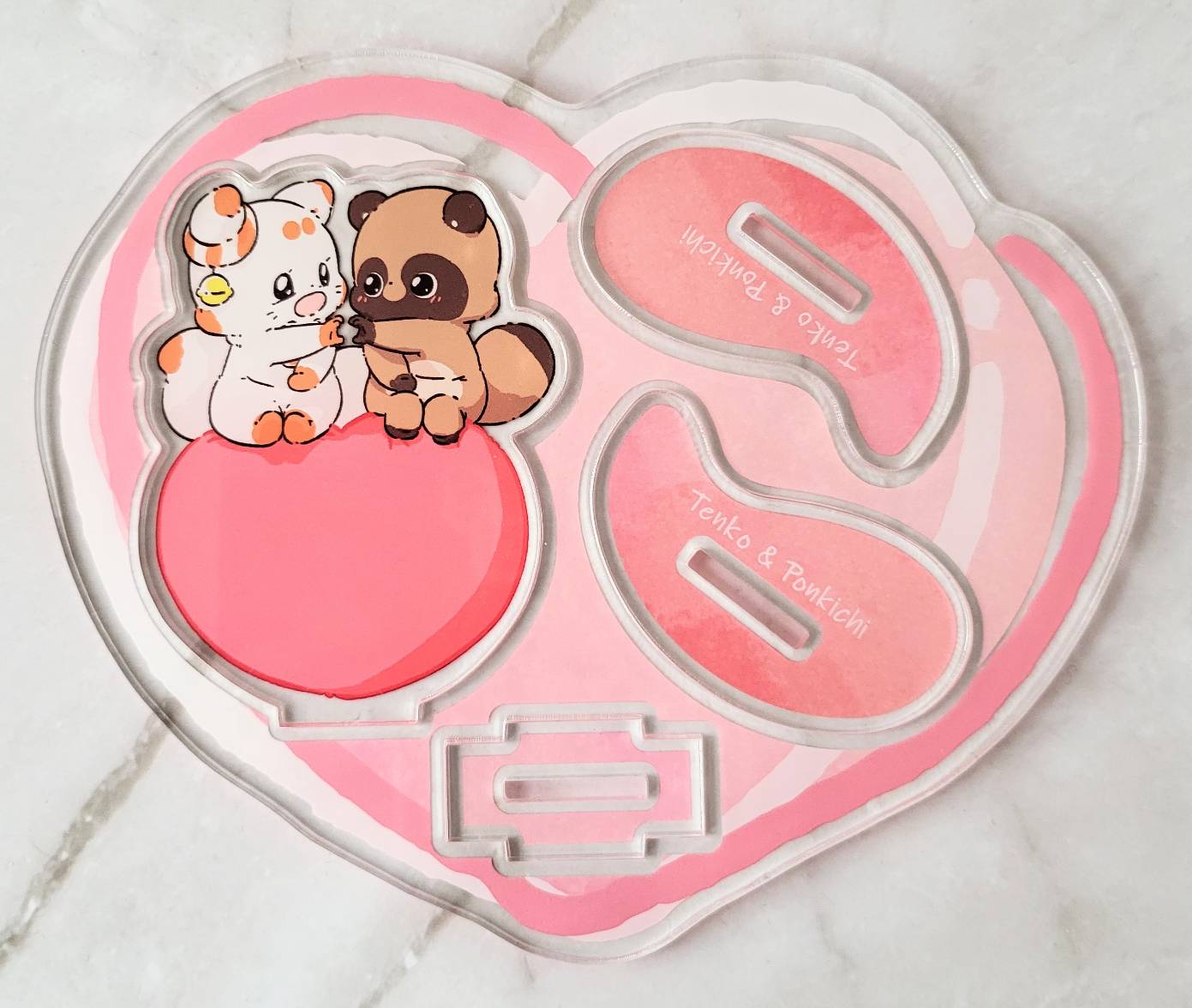 【デザフェス63：既存商品】二尾の小狐てnこ_ゆらゆらハートアクリルスタンド
