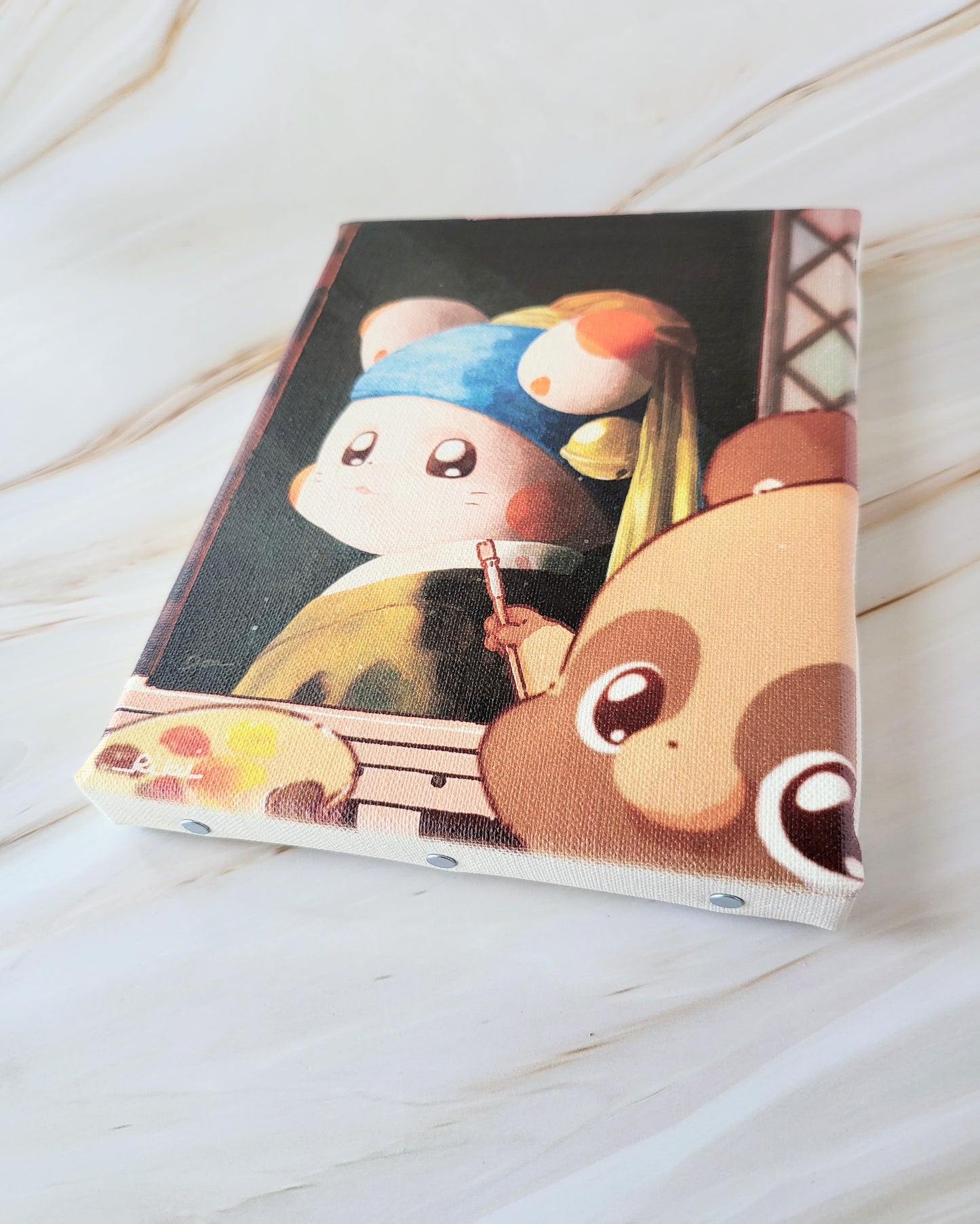 【デザフェス63：新商品】ぽnきちによる「鈴の耳飾りの少女』_F0 SIZE_2_FINE ART TEXTURED CANVAS（キャンバスプリント）