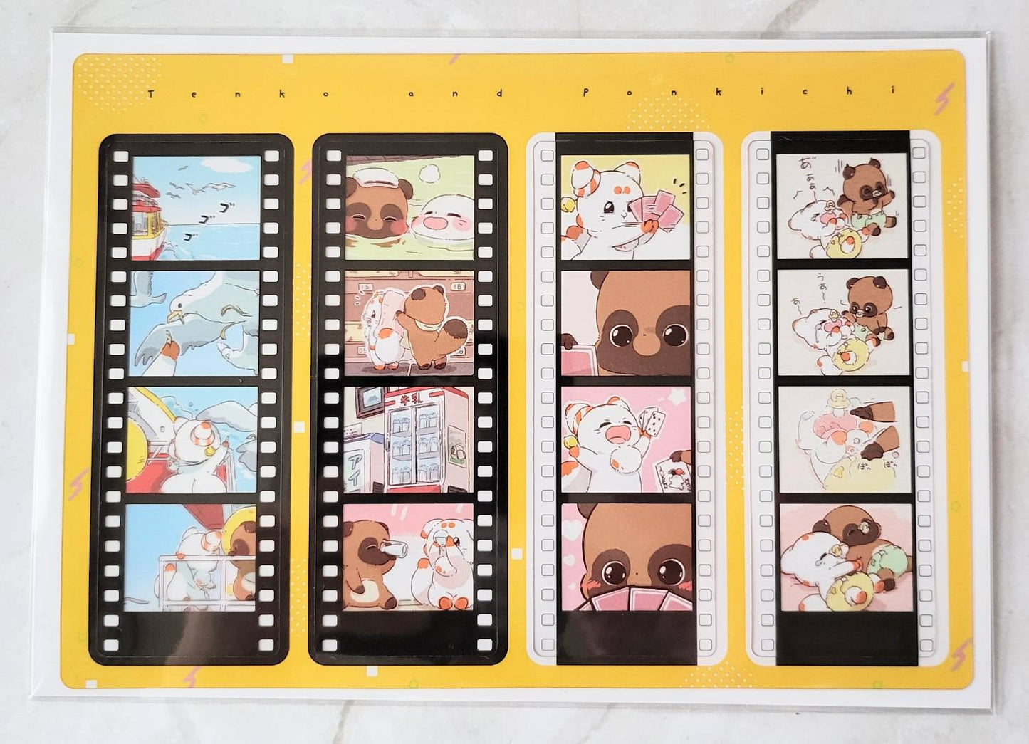 【デザフェス63：既存商品】二尾の小狐てnこ_フィルム風４連しおり